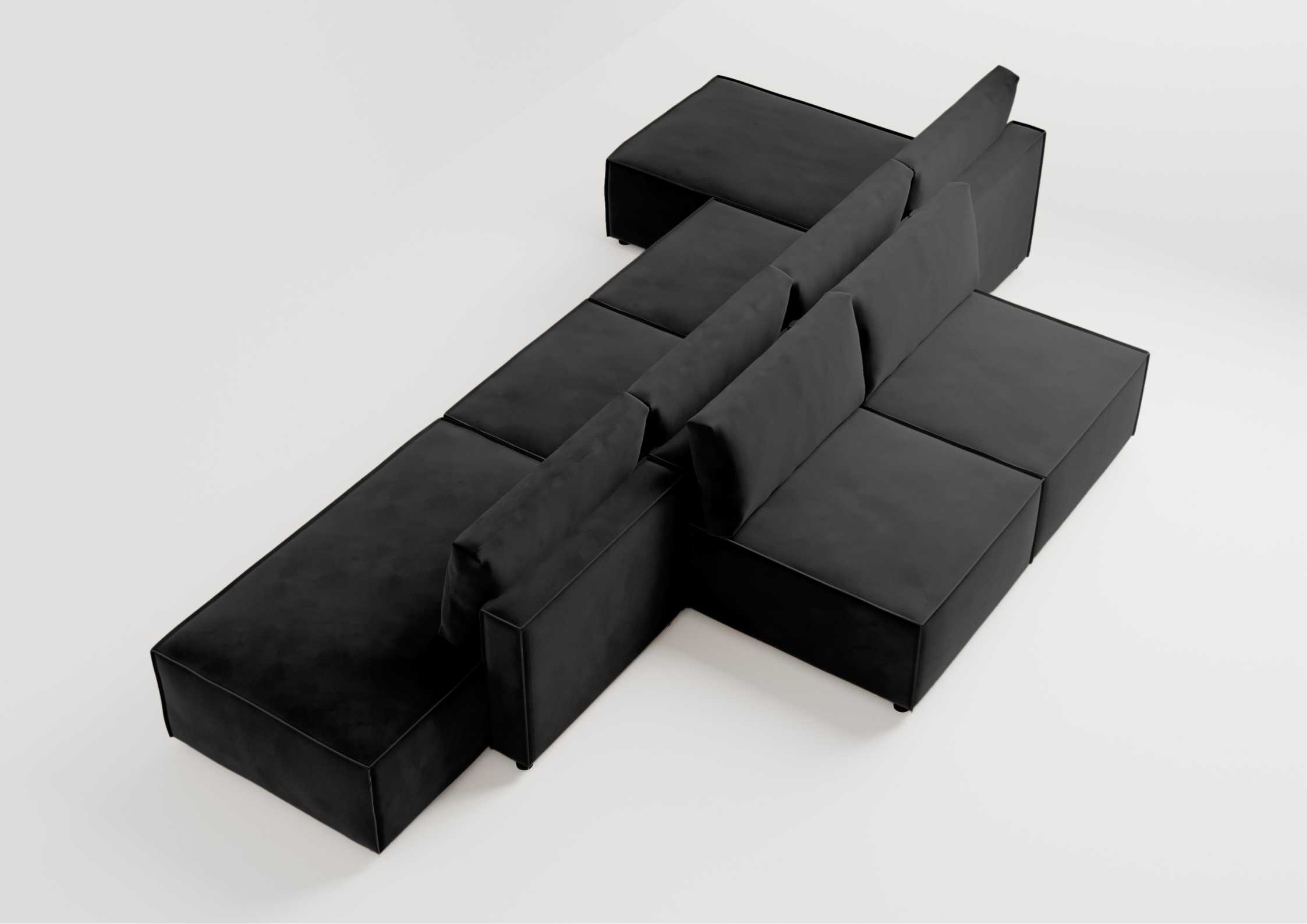 Modułowy narożnik z przeszyciami w kolorze czarnym